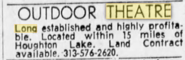 Meredith Drive-In Theatre - 1970 Ad - Was Offered For Sale (newer photo)